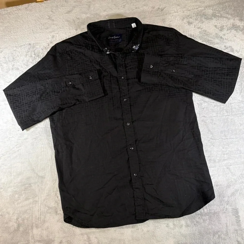 Limited Edition Robert‎ Graham Subtle Geometric Textured Black Button Up | 2XL
